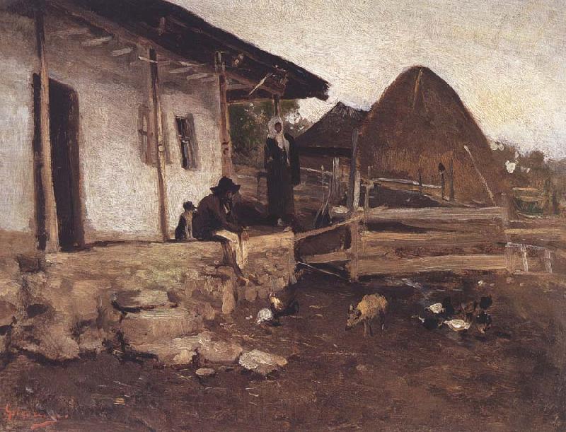 Nicolae Grigorescu Peasant Sitting in Front of his House Norge oil painting art